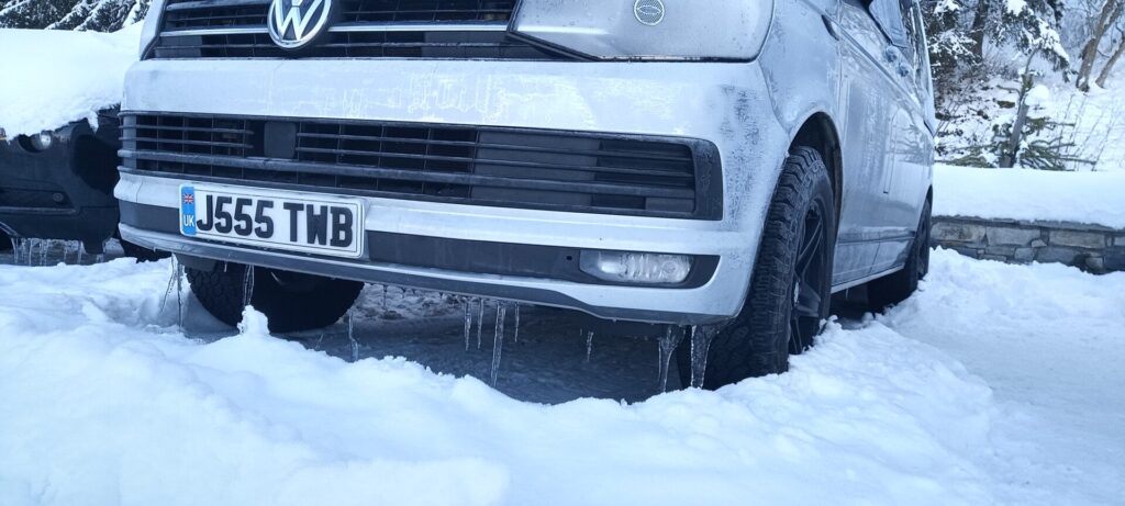 VW T6 campervan in the freezing cold of winter